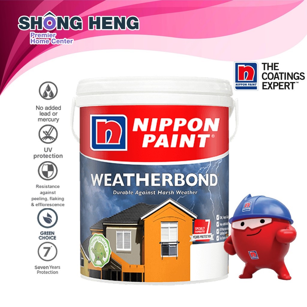 5L Nippon Paint Weatherbond White (WB) Exterior Wall Color Option